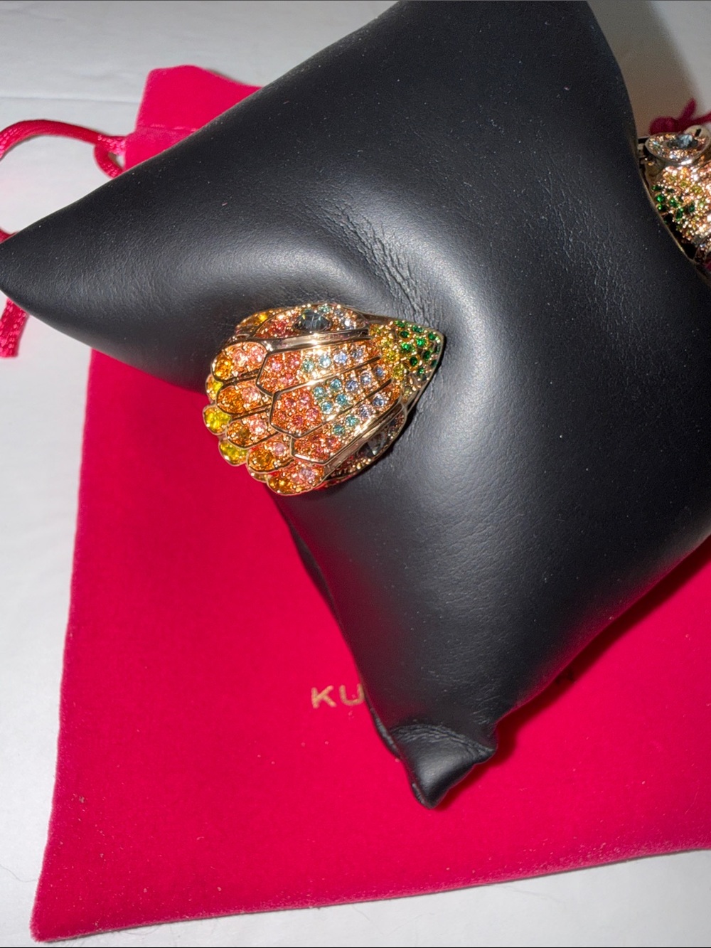 Kurt Geiger London Gold-Tone Rainbow pave Signature Eagle Cuff - Picture 4 of 6